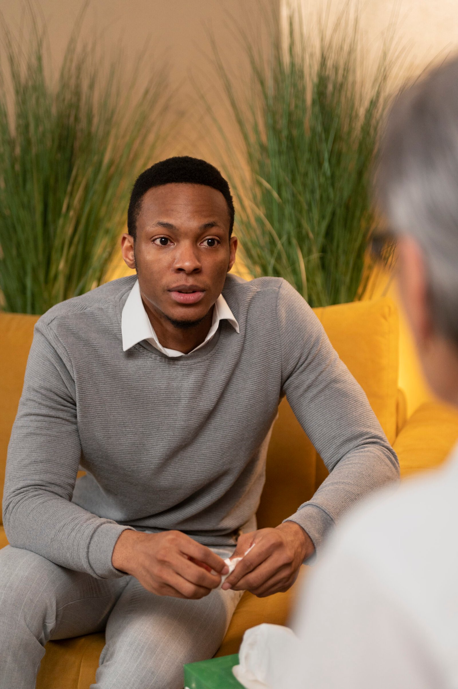 Young person undergoing psychotherapy